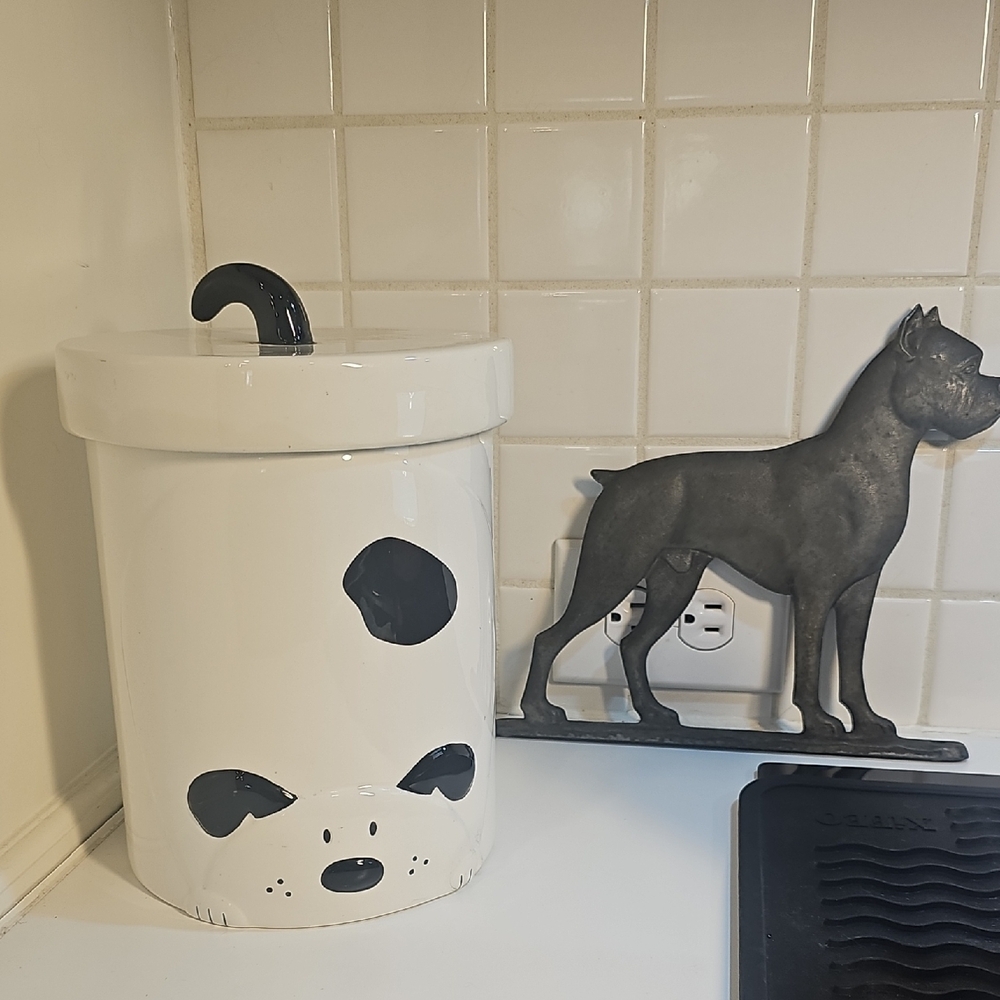 Things Remembered Playful Dog-Themed Black and White Ceramic Treat Jar "Daisy"